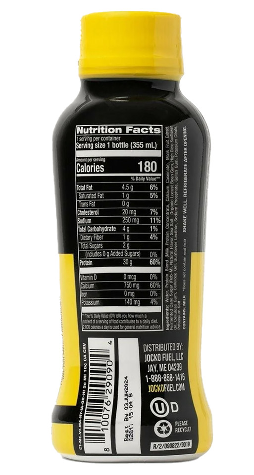 JOCKO FUEL Molk RTD Banana Protein 12 Pack 30g Grass-Fed Protein No Added Sugar