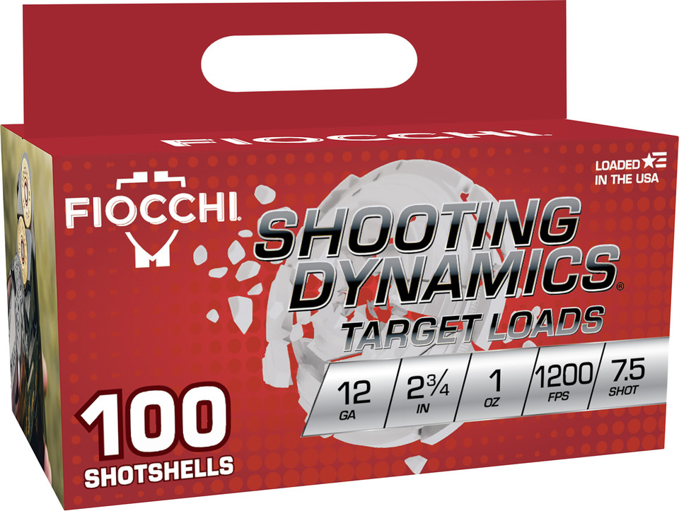 Fiocchi 12SDB17 Shooting Dynamics 12 Gauge 2.75 Inch 1 Oz 7.5 Shot Target Loads 1200 fps 100 Rounds