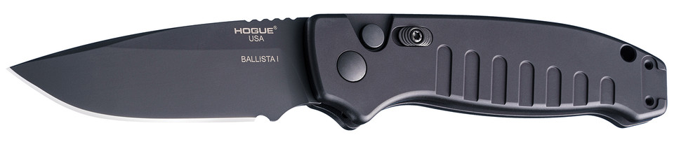 Hogue Ballista I 3.5-inch Automatic Drop Point Knife with 154CM Blade and Matte Black Aluminum Handle