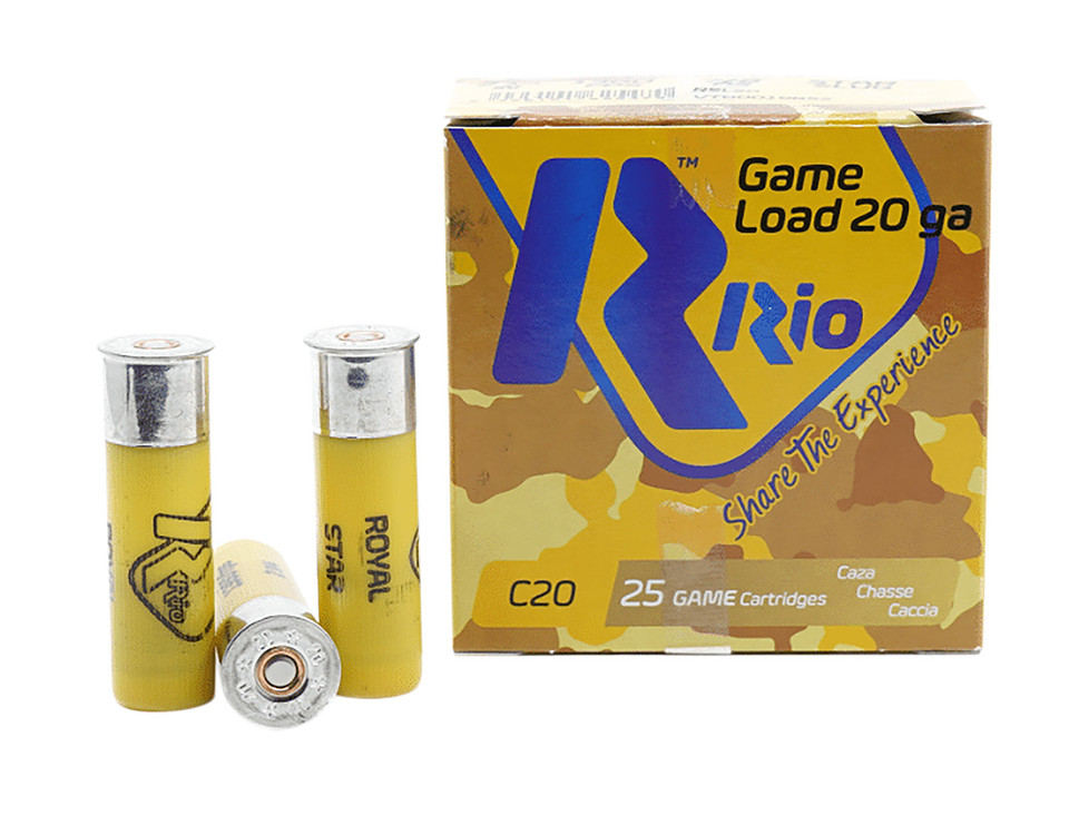 Rio Ammunition RSL20 Royal Star 20 Gauge 3.875-inch Nickel Shells, 25 Rounds per Box