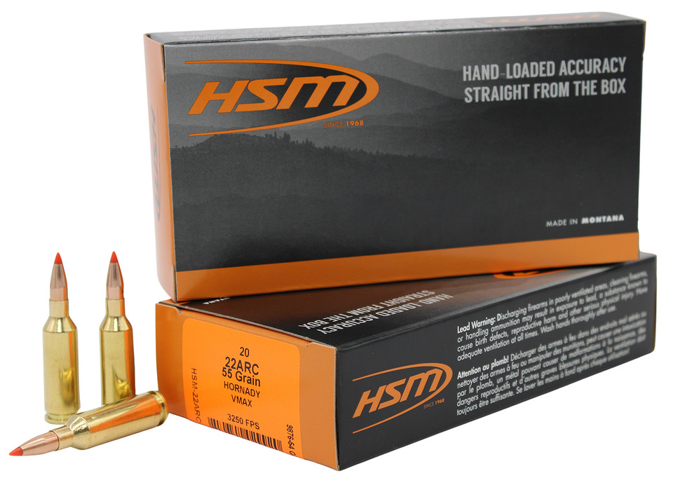 HSM 22 ARC 55 Grain V-Max Rifle Ammunition