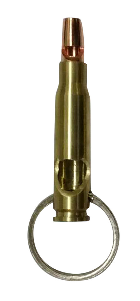 Caliber Gourmet Gold Fired Shell Casing Bottle Opener and Whistle Keychain