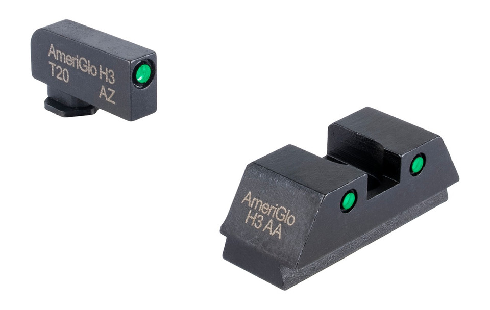 AmeriGlo GL-806 Low Tall Glock Night Sights with Green and Black Highlights