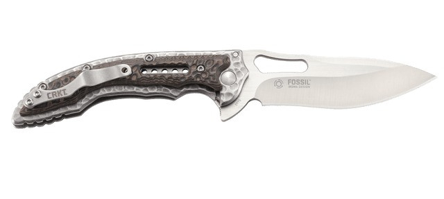 Columbia River Fossil Compact 3.41-Inch Folding Knife with Brown Handle