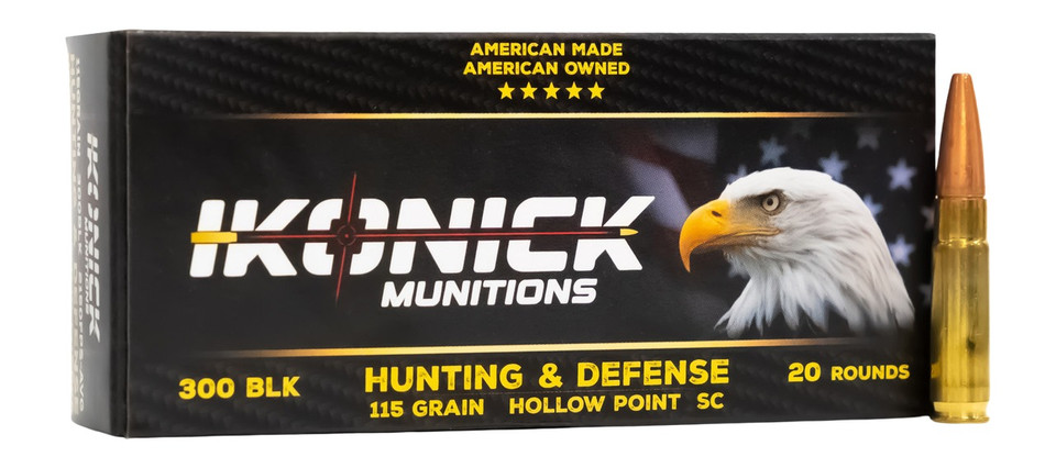 IKONICK USA IU-300-115HP-B20 300 Blackout 115-Grain Full Metal Jacket Ammunition, 20 or 25 Rounds