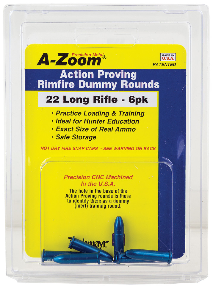 A-Zoom Training Rounds for 22 LR - Precision Aluminum Snap Caps, 6 Pack