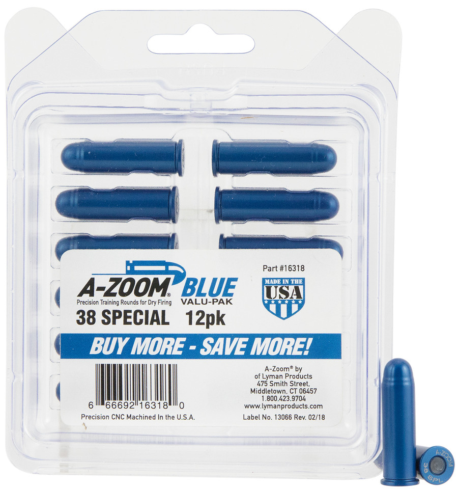 A-Zoom Blue Snap Caps 38 Special Dummy Rounds - 12 Pack for Safe Training and Function Testing