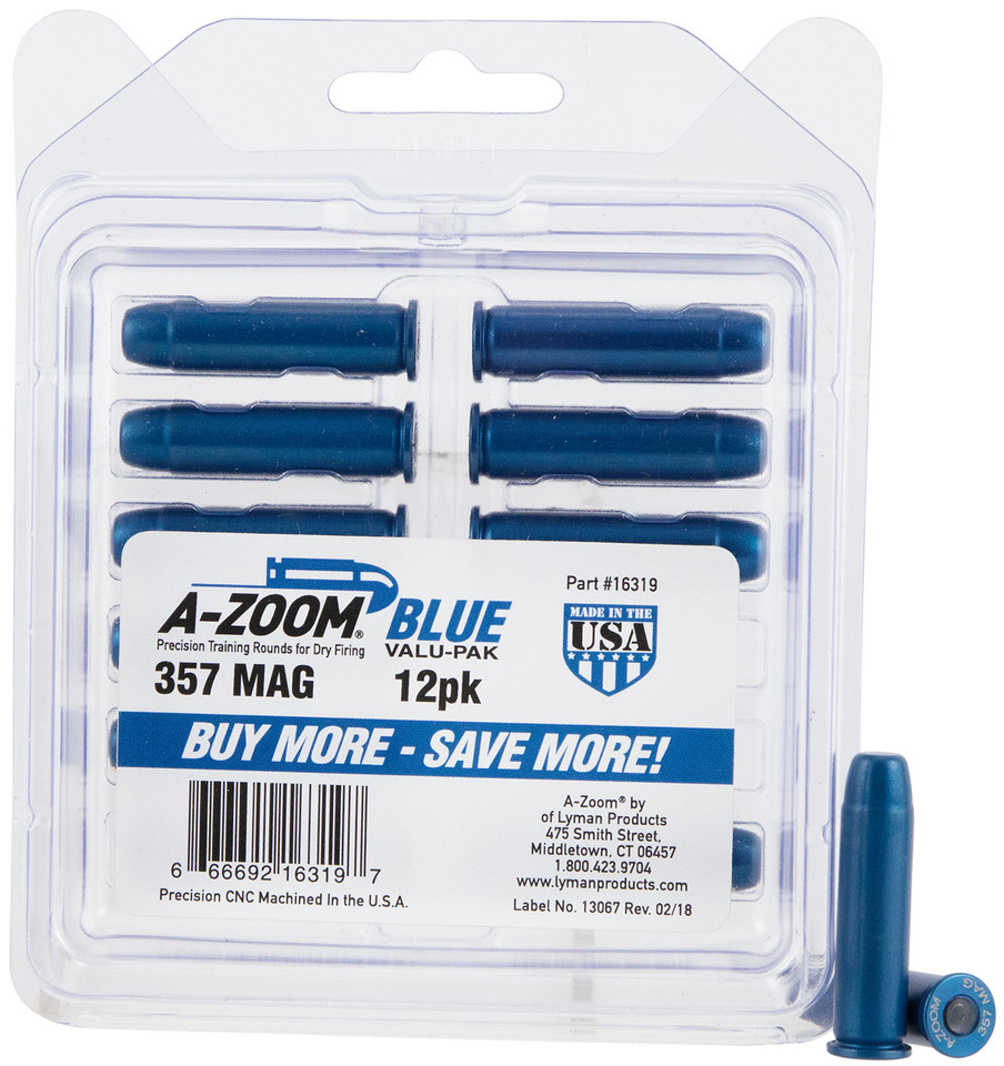 A-Zoom Blue Snap Caps for 357 Mag Dummy Rounds - 12 Pack