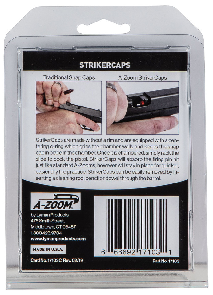 A-Zoom StrikerCaps for 40 S&W Pistol Dry Fire Practice, Aluminum, 2 Pack