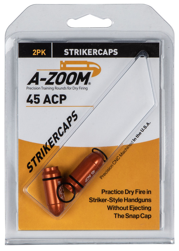 A-Zoom StrikerCap Snap Caps for 45 ACP – Reusable Dry Fire Practice Ammunition