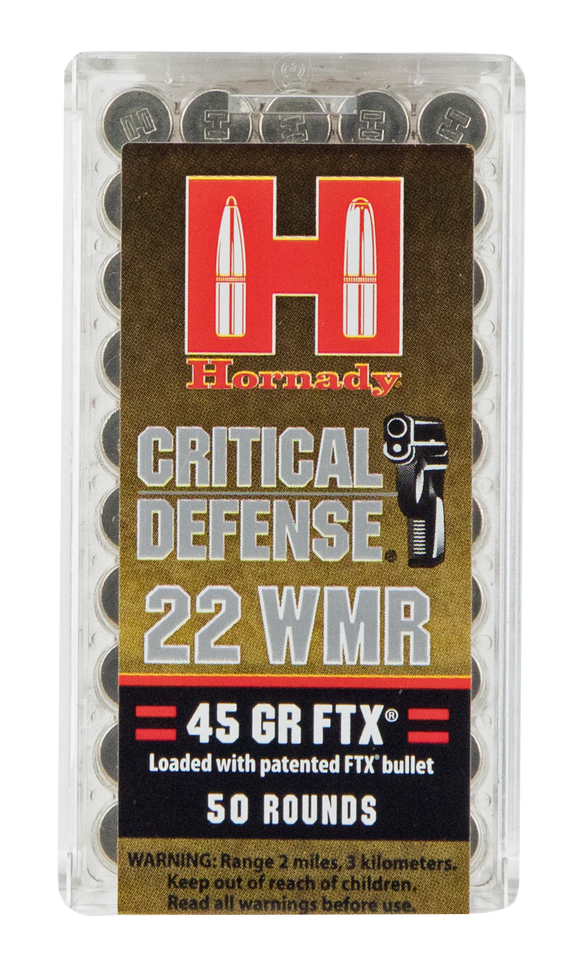 Hornady Critical Defense .22 WMR 45gr FTX Ammunition – 50 Round Box