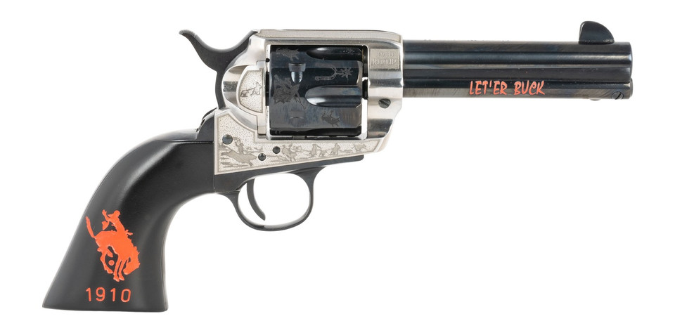 Pietta PFI45PR434BP Pendleton 45 Long Colt Revolver with 4.75-inch Blued Engraved Barrel and Cylinder