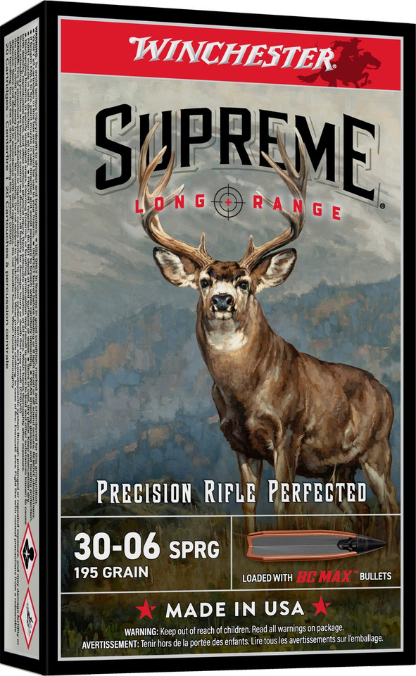 Winchester Ammo S3006BC .30-06 Springfield 195 Grain BC Max Flat Base Rifle Ammunition - 20 Rounds