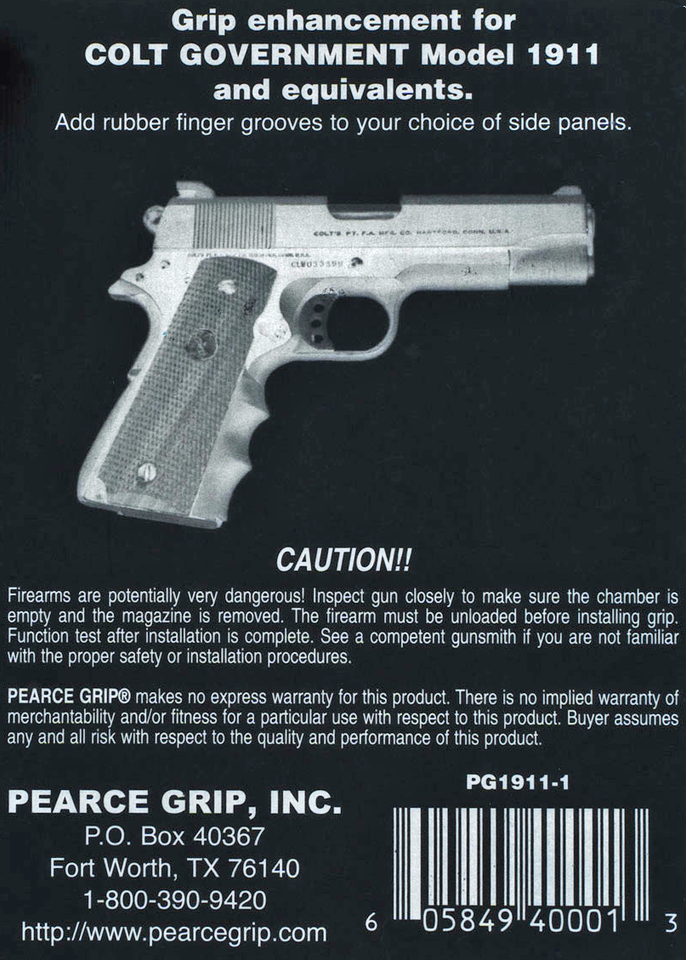 Pearce Grip PG19111 Finger Groove Insert – 1911 Government Model