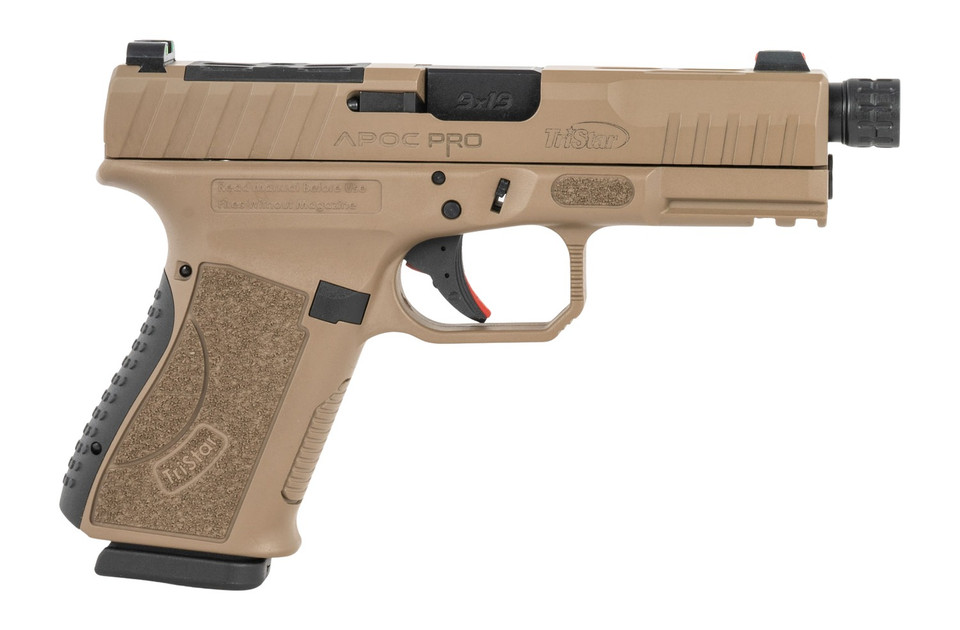 TriStar Apoc Pro 9mm Luger Semi-Auto Pistol with 4.5-Inch Threaded Barrel and Flat Dark Earth Finish
