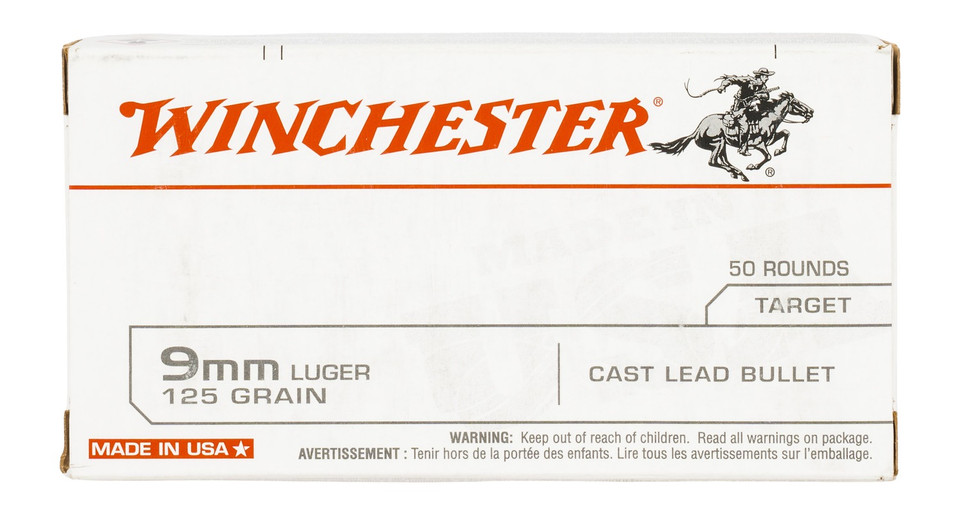 Winchester 9mm Target Centerfire Handgun Rounds 125 Grain 50 Rounds