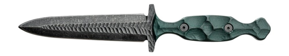Stroup Knives HGDagger with Green and Acid Etched Finish, 5-Inch Blade