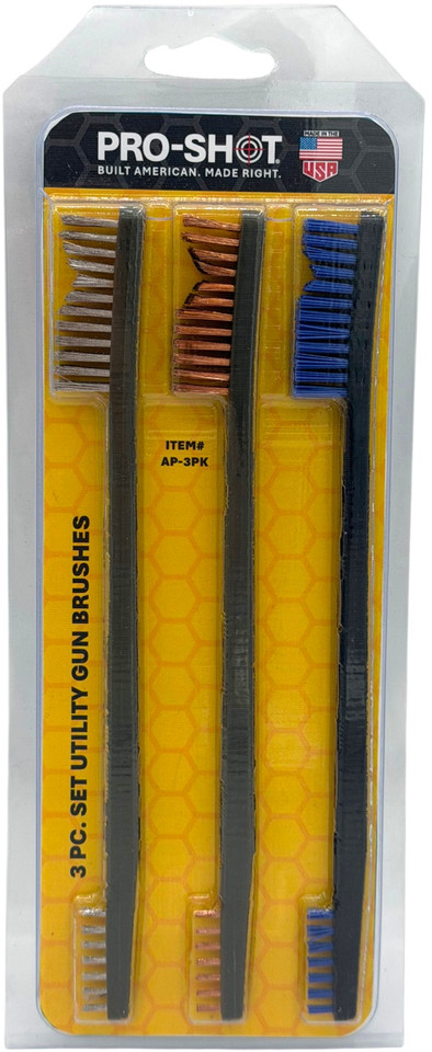 Pro-Shot AP-3PK Nylon, Bronze, and Stainless Steel Utility Brush Set