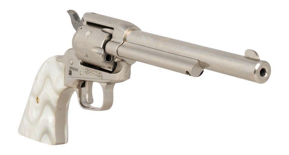 Heritage Mfg Rough Rider Series .22 LR Revolver with 6.5-inch Nickel Barrel and White Pearl Grips
