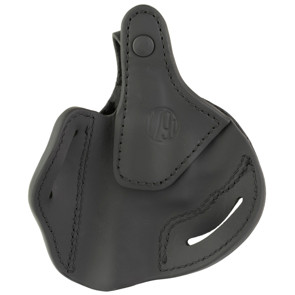 1791 Gunleather Revolver Thumb Break Belt Holster Size 4.3 for L-Frame Revolvers, Outside Waistband, Stealth Black