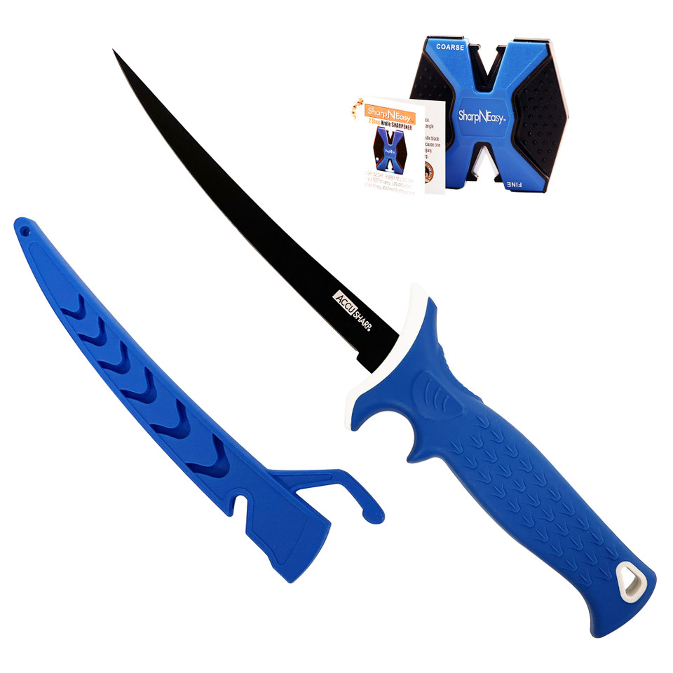 AccuSharp Fillet Knife and Sharpener with 6.5-Inch Titanium-Coated Steel Blade