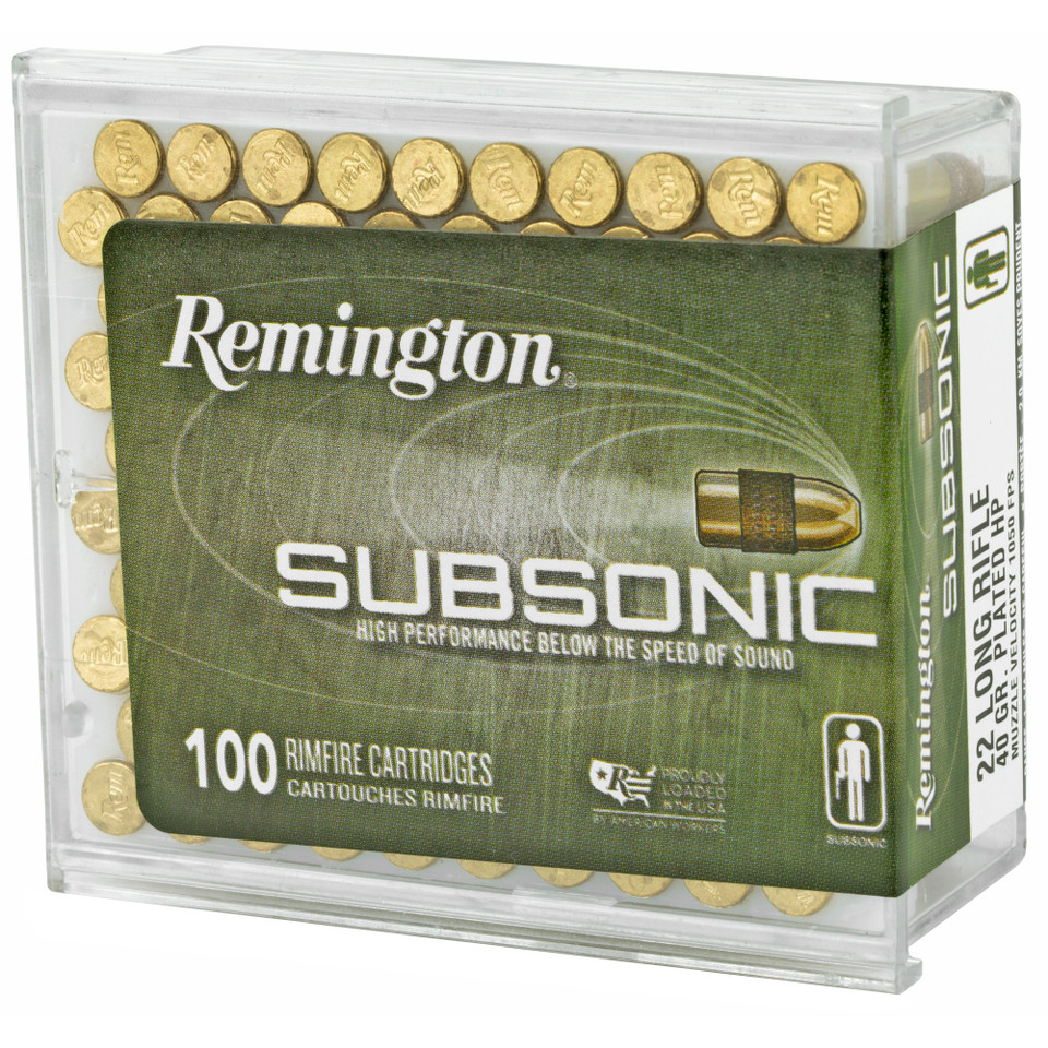 Remington Subsonic .22 LR 40 Grain Hollow Point Copper Ammunition, 100 Rounds