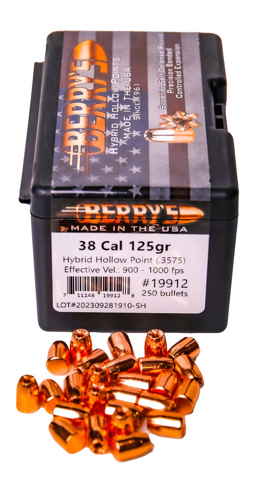Berrys 19912 .357 Magnum 125 Grain Hollow Point Reloading Bullets, Pack of 250