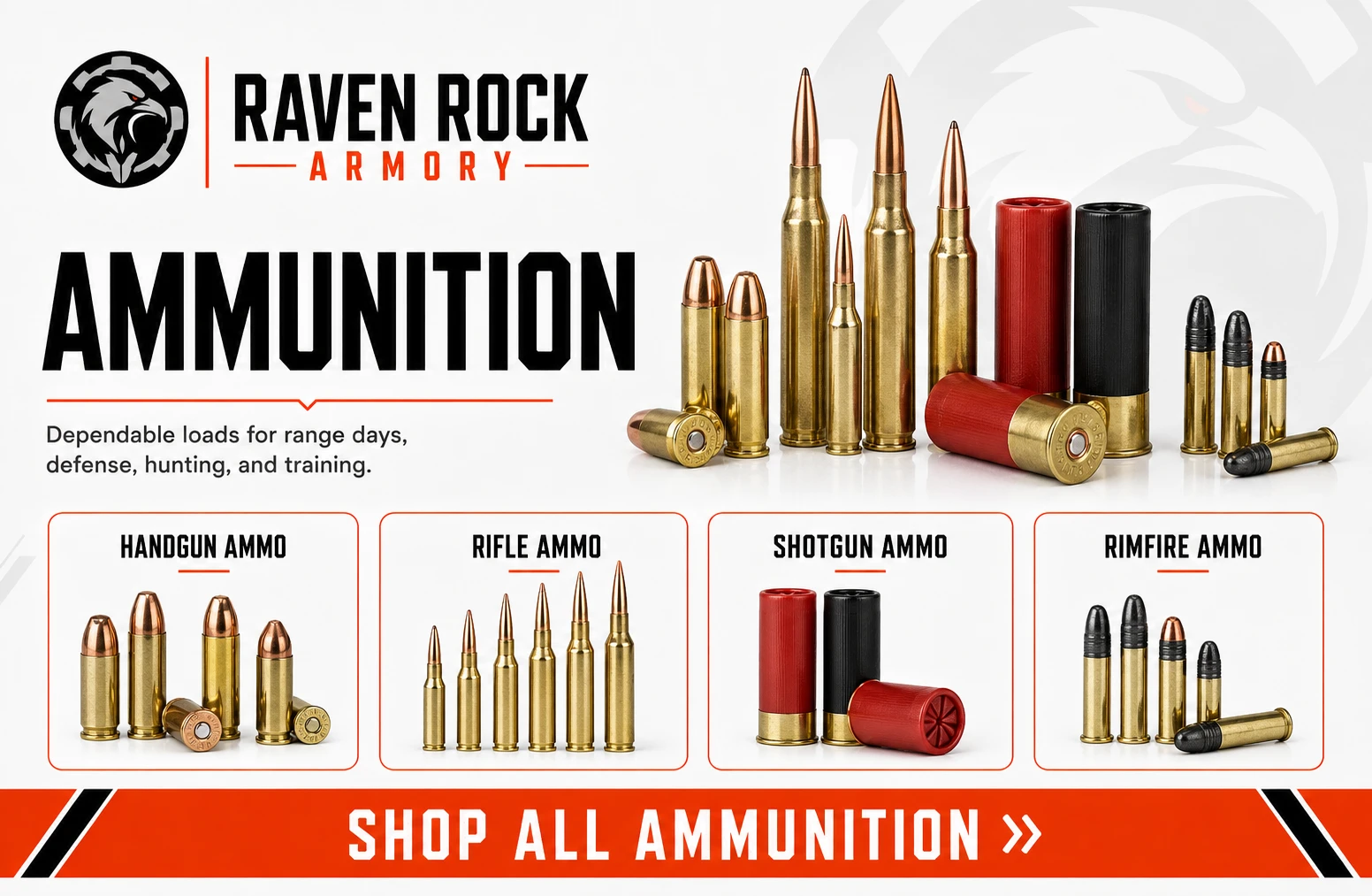 Raven Rock Armory Ammunition - Handgun Ammo, Rifle Ammo, Shotgun Ammo, and Rimfire Ammo