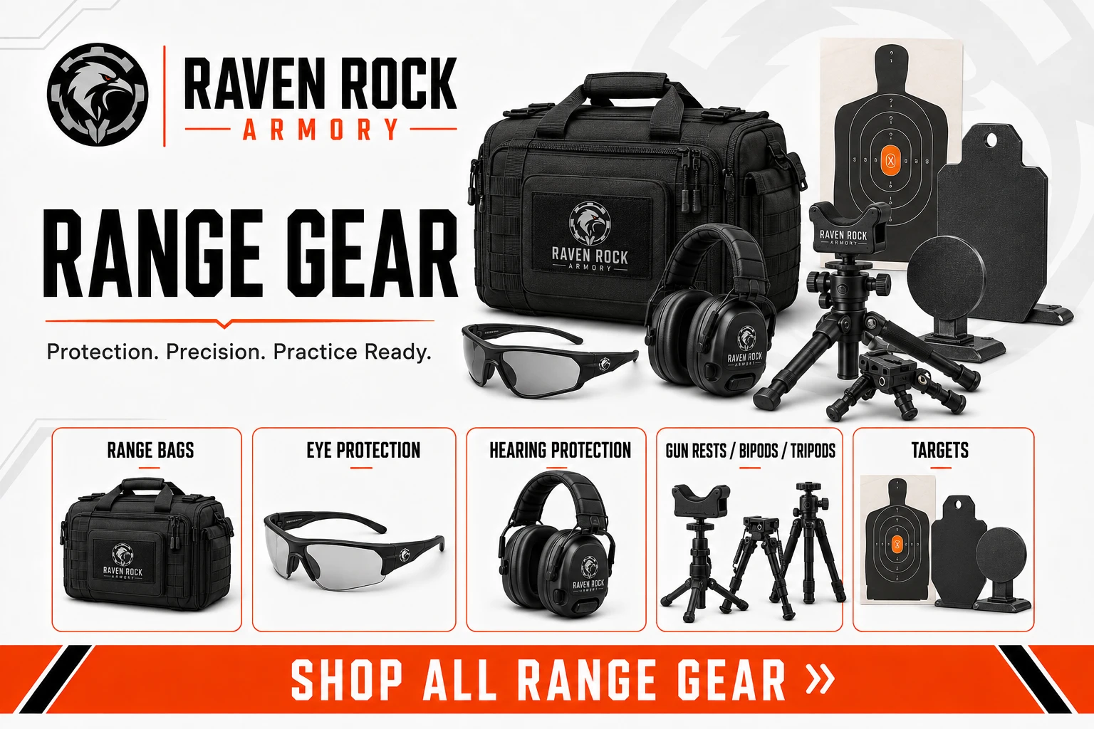 Raven Rock Armory Range Gear - Range Bags, Eye Protection, Hearing Protection, Gun Rests / Bipods / Tripods, and Targets