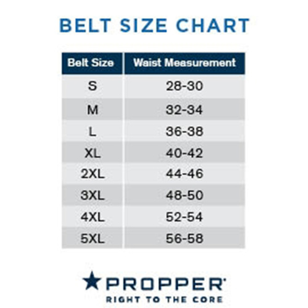 Duty Belt Size Chart