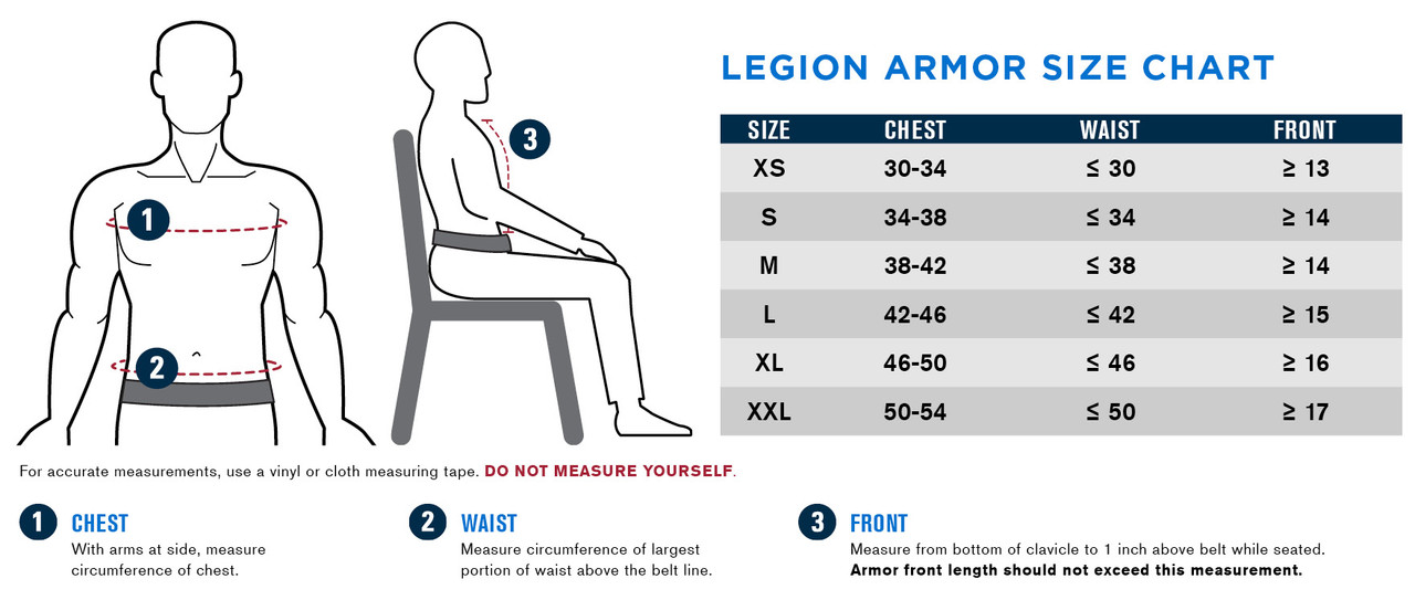 Bullet Proof Vest Size Chart