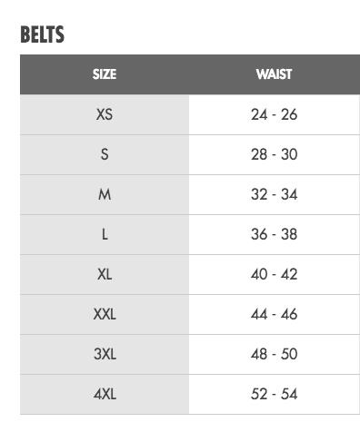 511 Tactical Size Chart