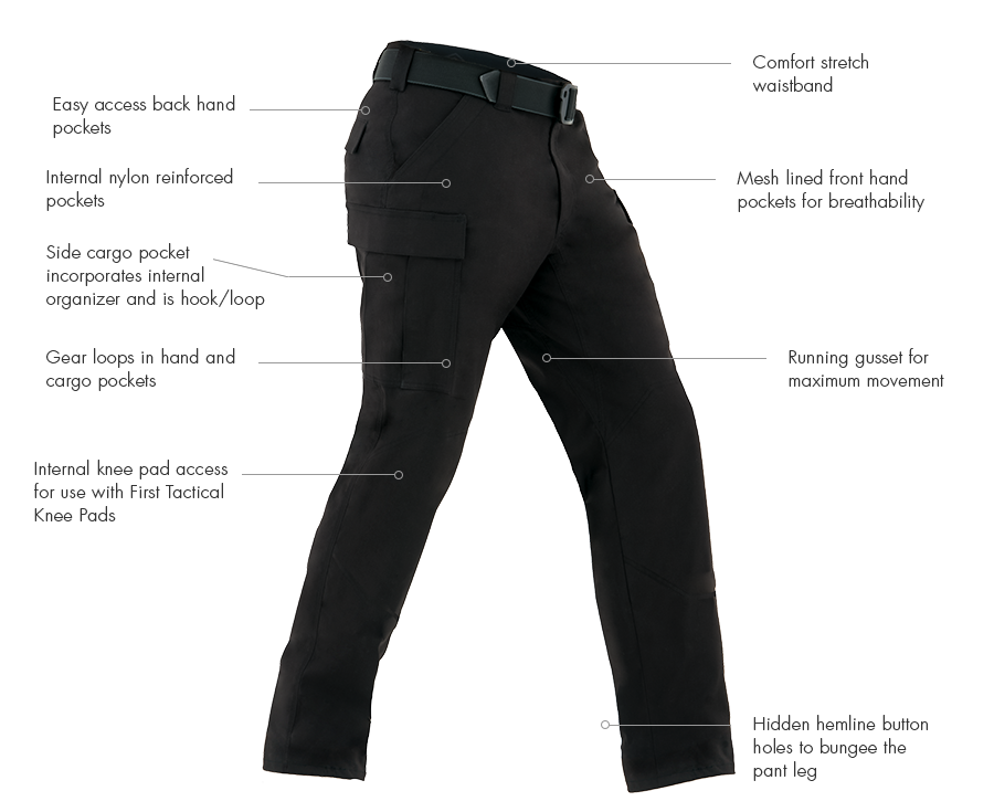 First Tactical 114012 Mens V2 BDU Pant, Stretch Waist, Polyester/Cotton ...