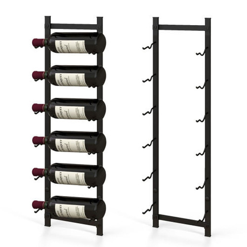 Rust proof Wall Mounted Wine Rack for 6 or 9 Bottles-M - Color: Black - Size: M D681-JV10902-6