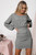 Europe and the United States hot back zipper round neck waist lantern long-sleeved solid color dress