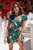 European and American new women's holiday deep V printed short-sleeved dress