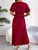 High Waist Pleated Maxi Dress; Elegant Tie Up Ruffled Sleeve Loose Dress; Women's Clothing