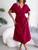 High Waist Pleated Maxi Dress; Elegant Tie Up Ruffled Sleeve Loose Dress; Women's Clothing