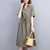 Breathable Cotton Linen Midi Dress With 2 Pockets Female Summer Hot Sale Waist Temperament Casual Skirt Office Holiday Beach New