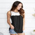 New Women's Lace Stitching Sleeveless Solid Color T-shirt Top