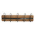 DunaWest 26 Inch Rustic Wood Indoor Outdoor 5 Wall Hooks, Brown