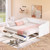 Wooden Daybed with Trundle Bed and Two Storage Drawers , Extendable Bed Daybed,Sofa Bed with Two Drawers