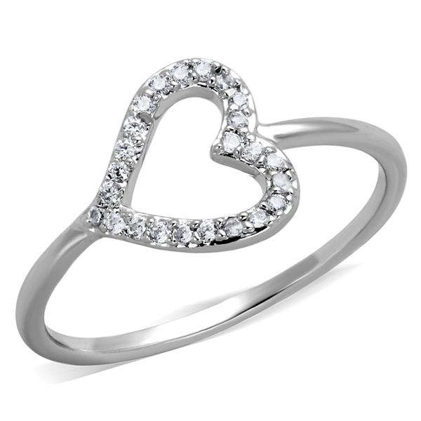 3W866 - Rhodium Brass Ring with AAA Grade CZ  in Clear A874-3W866