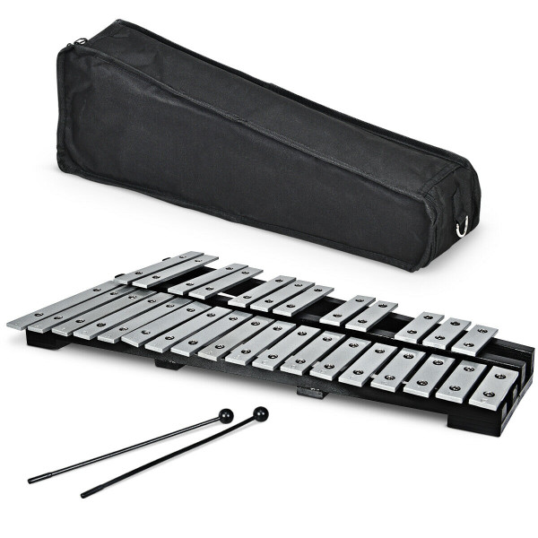 27 Note Glockenspiel Xylophone with 2 Rubber Mallets - Color: Black & White D681-MU10044
