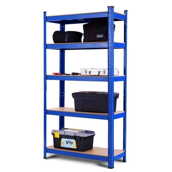 Blue Heavy Duty Metal Wood 5 Tier Adjustable Shelving Unit Garage Storage Rack Q280-BLHD0527