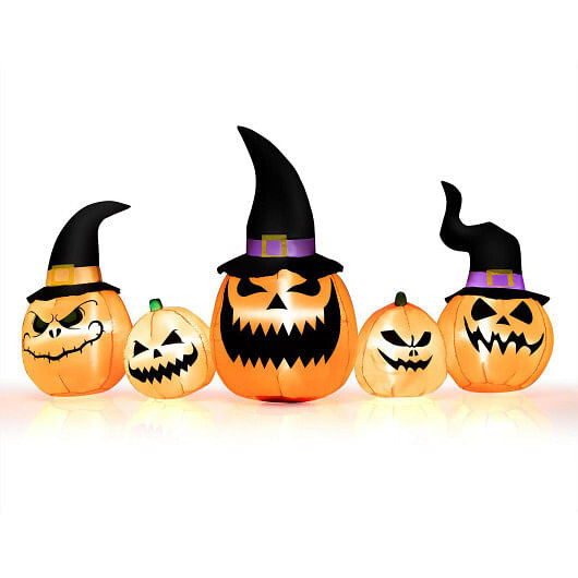 8 Feet Inflatable Pumpkin Family Waterproof Halloween Yard Decoration with LED Lights B593-TX10017US