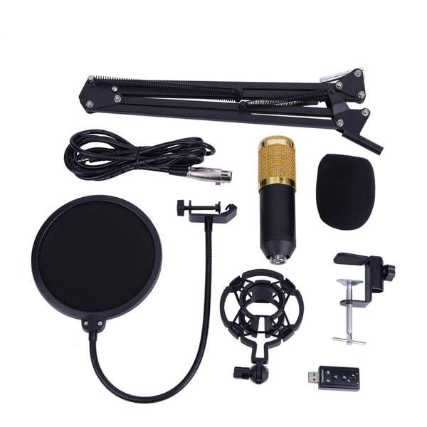 BM800 Studio Condenser Microphone Arm Stand Pop Filter Foam Cap Kit Record Accessory