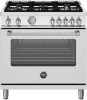 Bertazzoni Master Series 36 In. Dual Fuel Range, 5 Burner, Electric Oven in Stainless Steel