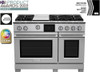 BlueStar - BSDF486GCF/BSDF486GLCF - 48" Dual Fuel Range- (6) Burners with 12" Griddle Standard Brushed Stainless Steel