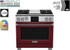 BlueStar - BSDF364GCF/BSDF364GLCF - 36" Dual Fuel Range - (4) Burners with 12" Griddle Standard Brushed Stainless Steel